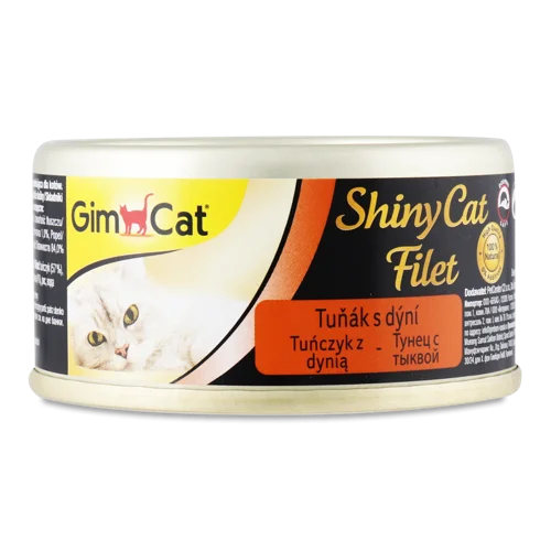 Корм Консервований Для Котів Усіх Порід Тунець З Гарбузом Filet Shiny Cat GimCat, З/б 70г