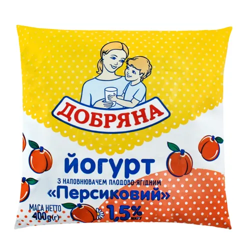 Йогурт 1.5% з наповнювачем плодово-ягідним Персиковий Добряна м/у 400г