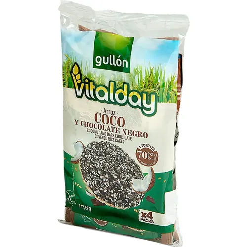 Хлібці Gullon Vitalday з шоколадом та кокосом рисові без глютену 117.6г
