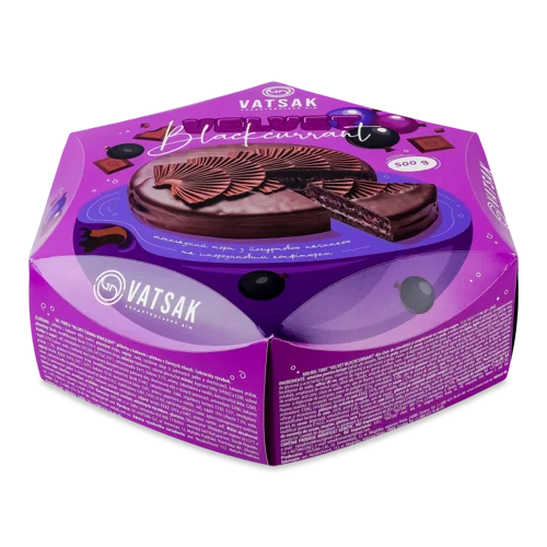 Торт Вельвет Чорносмородиновий Ватсак Картонна Упаковка 500г