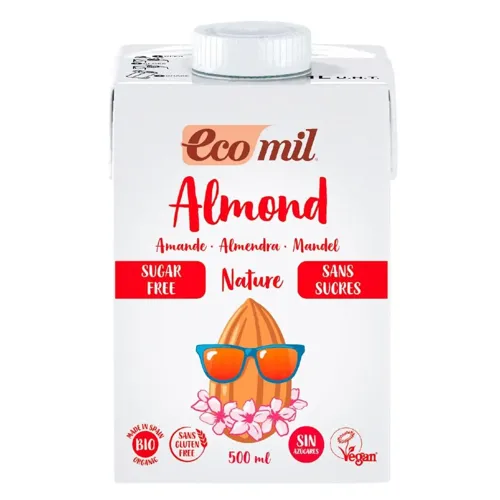 Молоко органічне Almond рослинне з мигдалю без цукру 0.5л