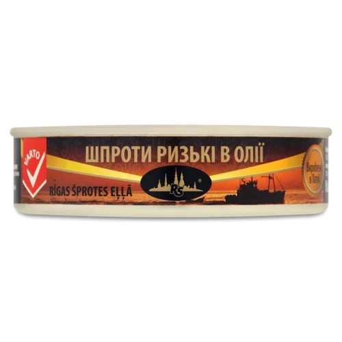 Шпроти Вищого Ґатунку Ризькі, В/О, Залізна Банка, 160 Г