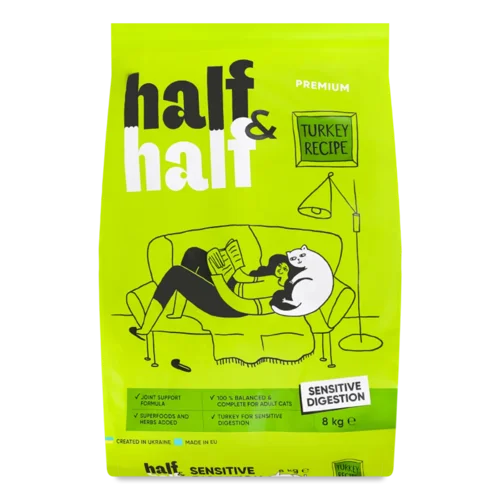 Корм для котів Half&Half Sensitive Turkey сухий