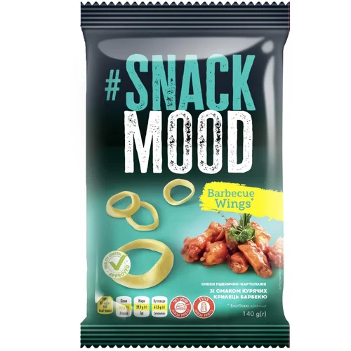 Снеки пшенично-картопляні Snack Mood Курячі крильця барбекю 50г