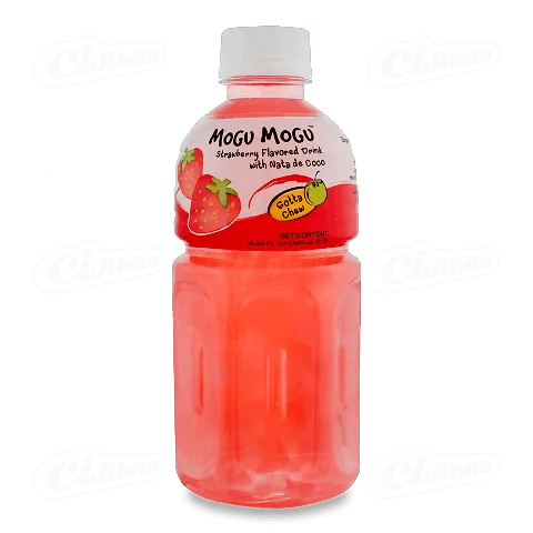 Напій MoGu MoGu зі шматочками желе «Ната де коко» та смаком полуниці, 0,32л