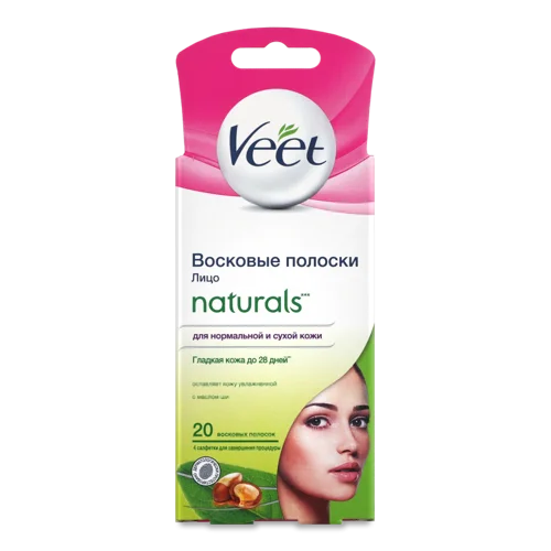 Воскові Смужки Для Депіляції Обличчя Naturals Veet, 20шт