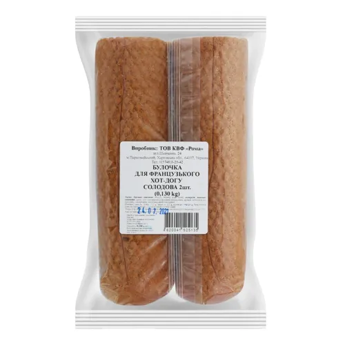 Булочка для французького хот-догу солодова Рома м/у 0.13кг