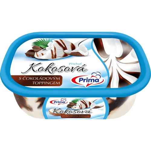 Морозиво Prima з кокосом та шоколадним топінгом 0,9л