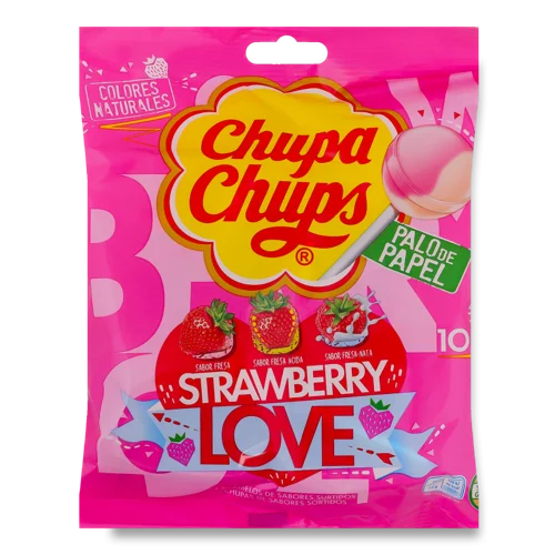 Карамель Strawberry Love Чупа Чупс, М/у 12х10г, з натуральною оболонкою