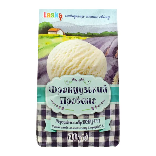 Морозиво 15% пломбір Французький прованс Laska м/у 600г
