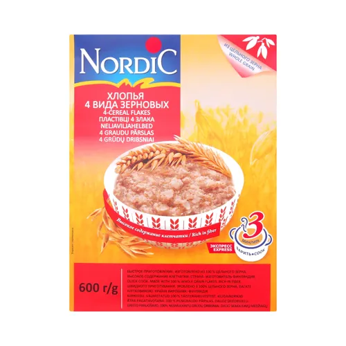 Пластівці 4 злака Nordic 600г