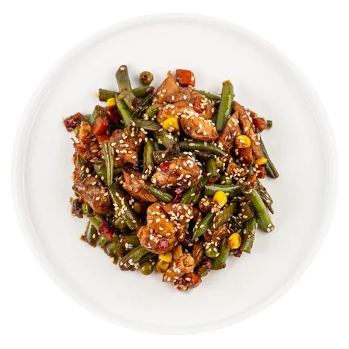 Овочі з куркою під соусом теріякі