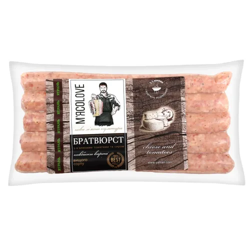 Ковбаски варені з в'яленими томатами і сиром Братвюрст Ятрань 420г