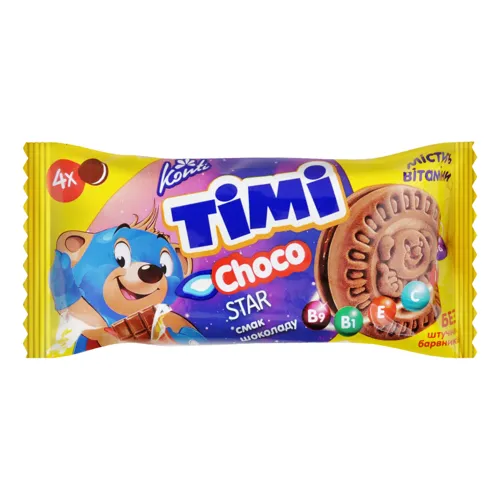 Печиво-сендвіч зі смаком шоколаду Timi Choco star Konti м/у 54г