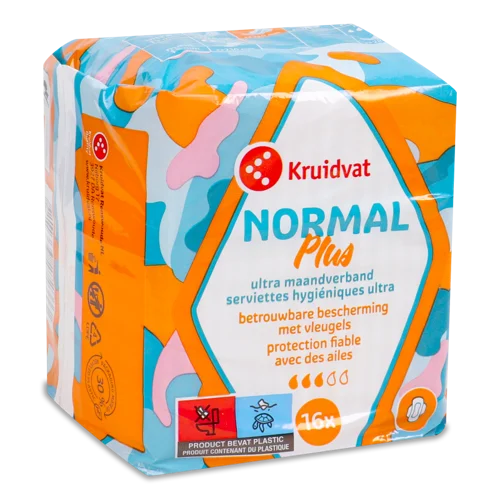 Гігієнічні Прокладки Жіночі з Крильцями Ultra Normal Plus Kruidvat, 16шт