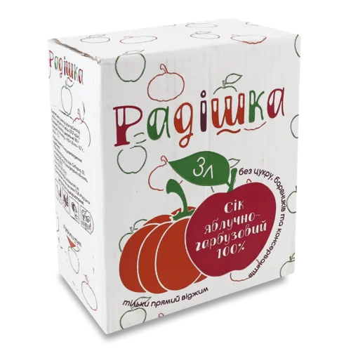 Сік Неосвітлений Пастеризований Яблучно-Гарбузовий, к/у 3л