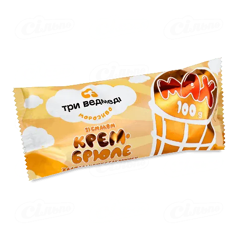 Морозиво «Три ведмеді» крем-брюле у вафельному стаканчику, 100г