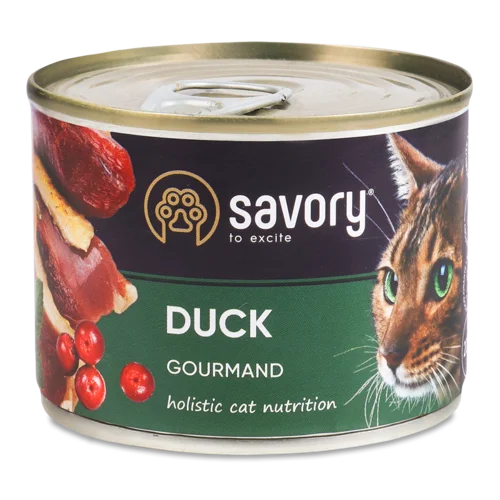 Корм Консервований Повнораціонний Для Дорослих Котів Duck Gourmand Savory З/Б 200г