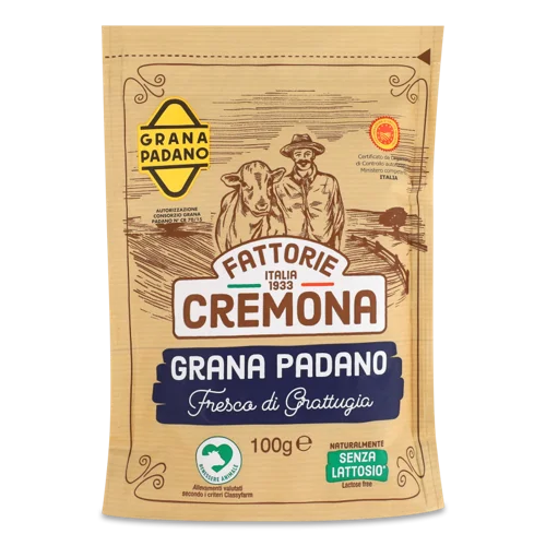 Сир Твердий Grana Padano, Тертий, Вищого Ґатунку, 100 Г
