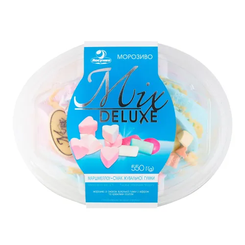 Морозиво 12% з кремовим соусом Маршмеллоу-смак жувальної гумки Mix Deluxe Ласунка п/в 550г