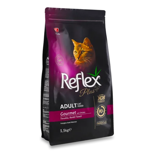 Корм сухий для котів повнораціонний та збалансований з куркою Gourmet Reflex Plus, в/ґ, 1.5кг
