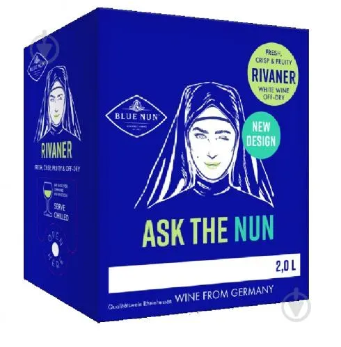 Вино біле натуральне сухе Rivaner Ask The Nun 2л