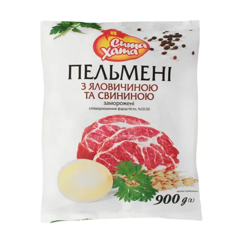 Пельмені з яловичиною та свининою заморожені Сита Хата 900г