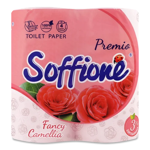 Туалетний Папір 3-Шаровий Fancy Camellia Premio Soffione, в/ґ, 4 шт