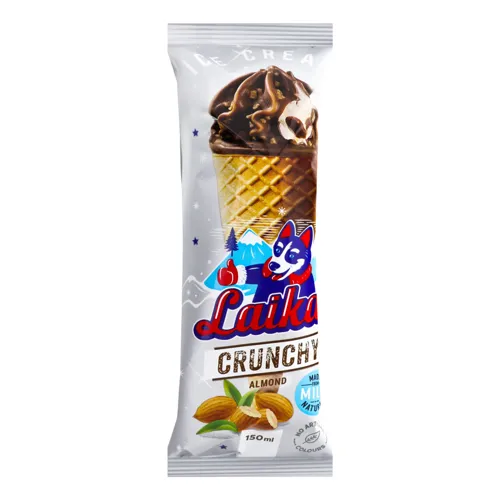 Морозиво вершкове у вафельному ріжку Crunchy almond Laika м/у 98г