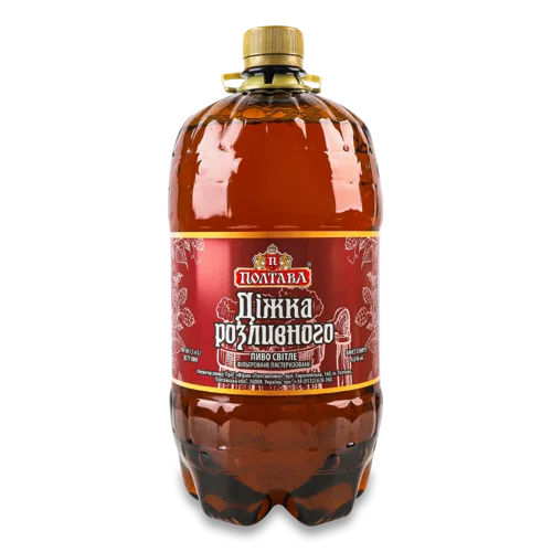 Пиво Світле Фільтроване Пастеризоване, Д/пл, 1.5л, 4%