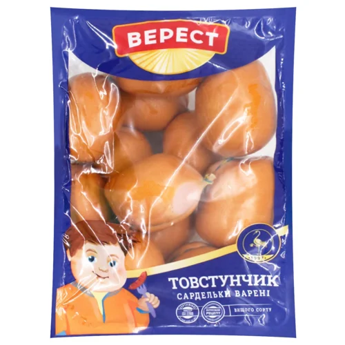 Сардельки Верест Товстунчик варені вищий сорт