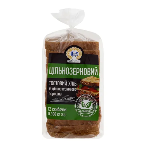Хліб тостовий половинка в нарізці Цільнозерновий Рома м/у 0.39кг