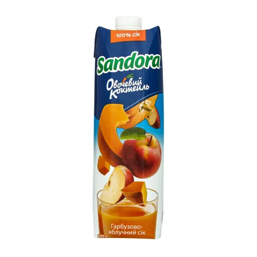 Сік гарбузово-яблучний з м'якоттю Овочевий коктейль Sandora т/п 0.95л