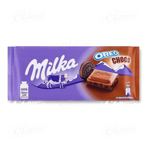 Шоколад молочний Milka з начинкою з какао та шматочками печива Оreo, 100г