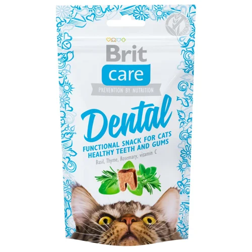 Ласощі для котів Brit Care Dental з індичкою для здоров’я зубів та ясен 50г