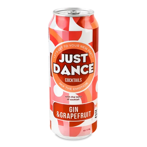 Слабоалкогольний Напій Gin&Grapefruit Cocktails Just Dance, 7% в/ґ, 500мл, з/б