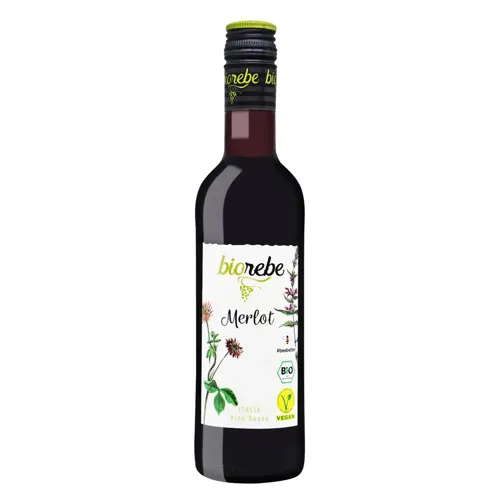 Вино Biorebe Merlot червоне сухе 13,5% 250мл