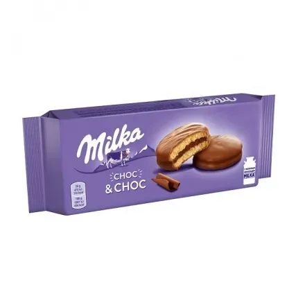 Печиво-сендвіч Milka вкрите молочним шоколадом з шоколадною начинкою 150г