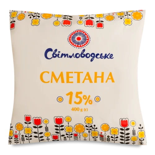 Сметана Вищого Ґатунку 15%, Світловодське, 400г