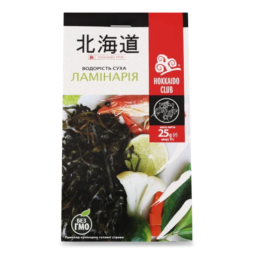 Водорість Суха Ламінарія Hokkaido Club, Картонна Упаковка, 25г
