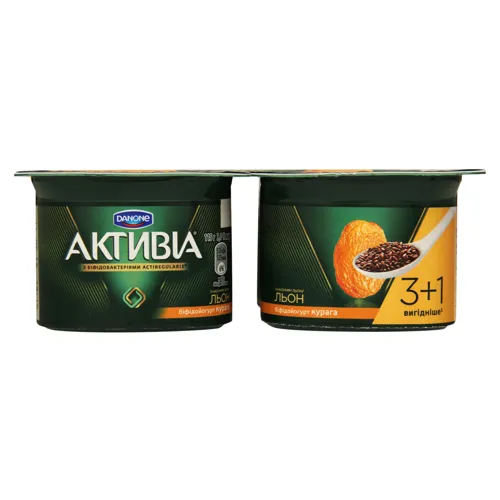 Біфідойогурт 3% Льон-курага Активіа ст 4х115г