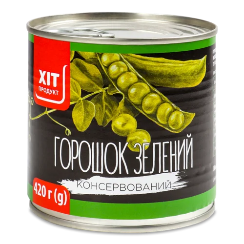 Горошок Зелений Вищого Ґатунку Залізна Банка, 420г