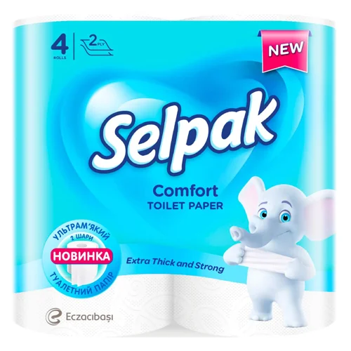 Туалетний папір Selpak Comfort білий 2-шаровий 4шт