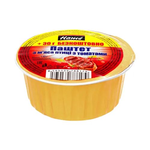 Паштет з м'яса птиці з томатами Hame з залізної банки 130г
