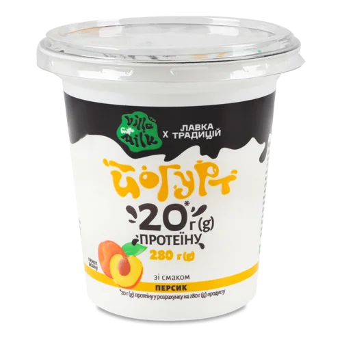 Йогурт 1% Збагачений Білком з Персиком, Villa Milk, в/ґ, 280г