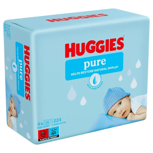 Серветки вологі Huggies Pure Quad 3+1 56х4шт