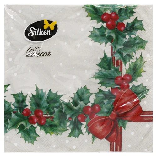 Серветки столові Silken Рамка з Холлі 3-шарові 33*33см 18шт