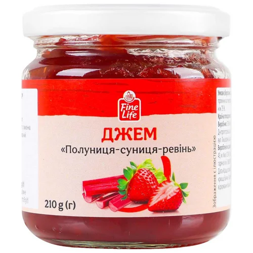 Джем Fine Life Полуниця-суниця-ревінь 210г
