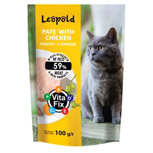 Корм вологий Leopold з куркою для котів 100г