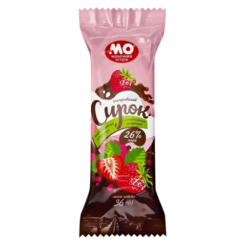 Сирок глазурований Молочний Острів полуниця 26% 36г